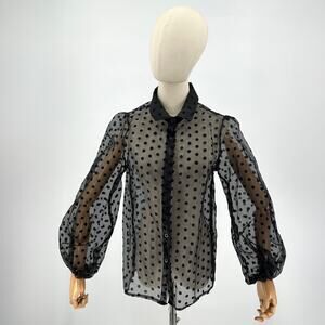 Di Brooks of Outer Limitz Black Sheer Polka Dot Blouse